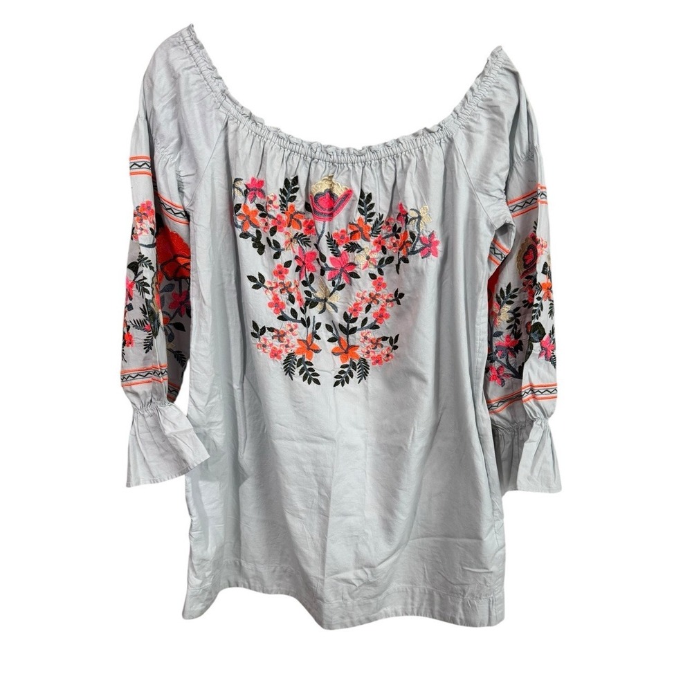 Free People Fleur Du Jour Mini Dress Light Blue Embroidered Women's Size Small